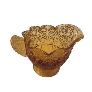 Vintage Daisy & Button Creamer. Amber, Gold Color